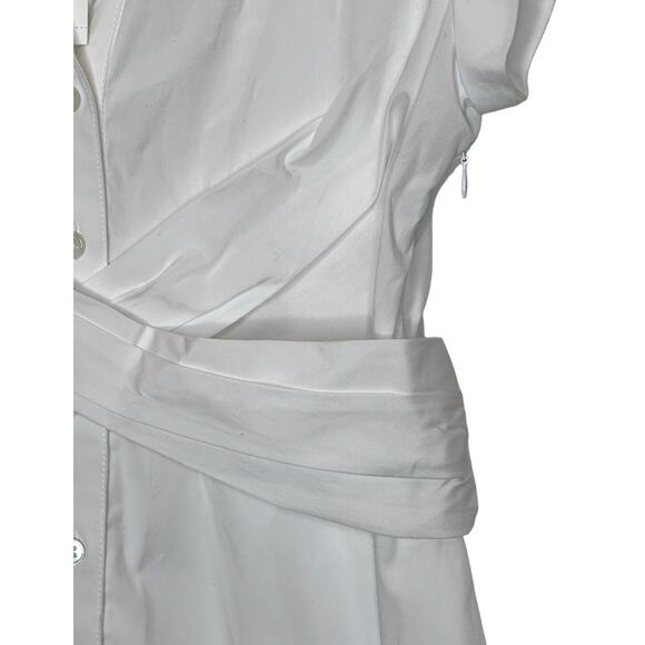 Veronica Beard Nagano cotton blend cross front shirt dress in white size 8 NWT - Picture 9 of 12